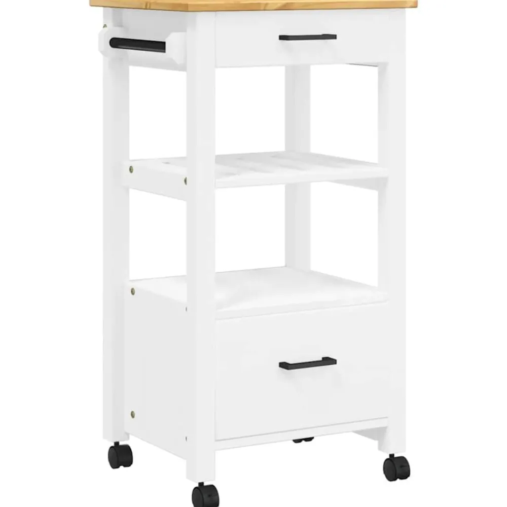 Trolleys*vidaXL Keukentrolley MONZA 48x40x88,5 cm massief grenenhout Wit