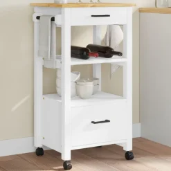 Trolleys*vidaXL Keukentrolley MONZA 48x40x88,5 cm massief grenenhout Wit