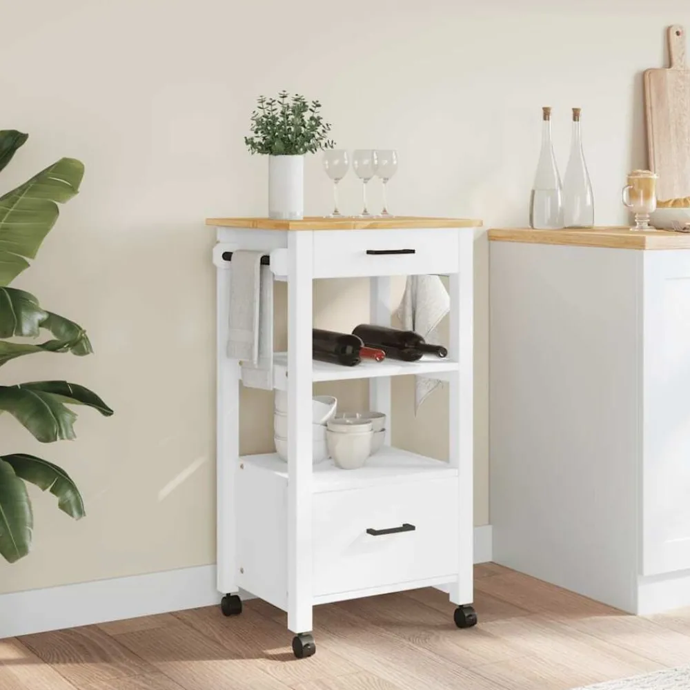 Trolleys*vidaXL Keukentrolley MONZA 48x40x88,5 cm massief grenenhout Wit