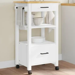 Keukentrolley MONZA 48x40x88,5 cm massief grenenhout>vidaXL Clearance
