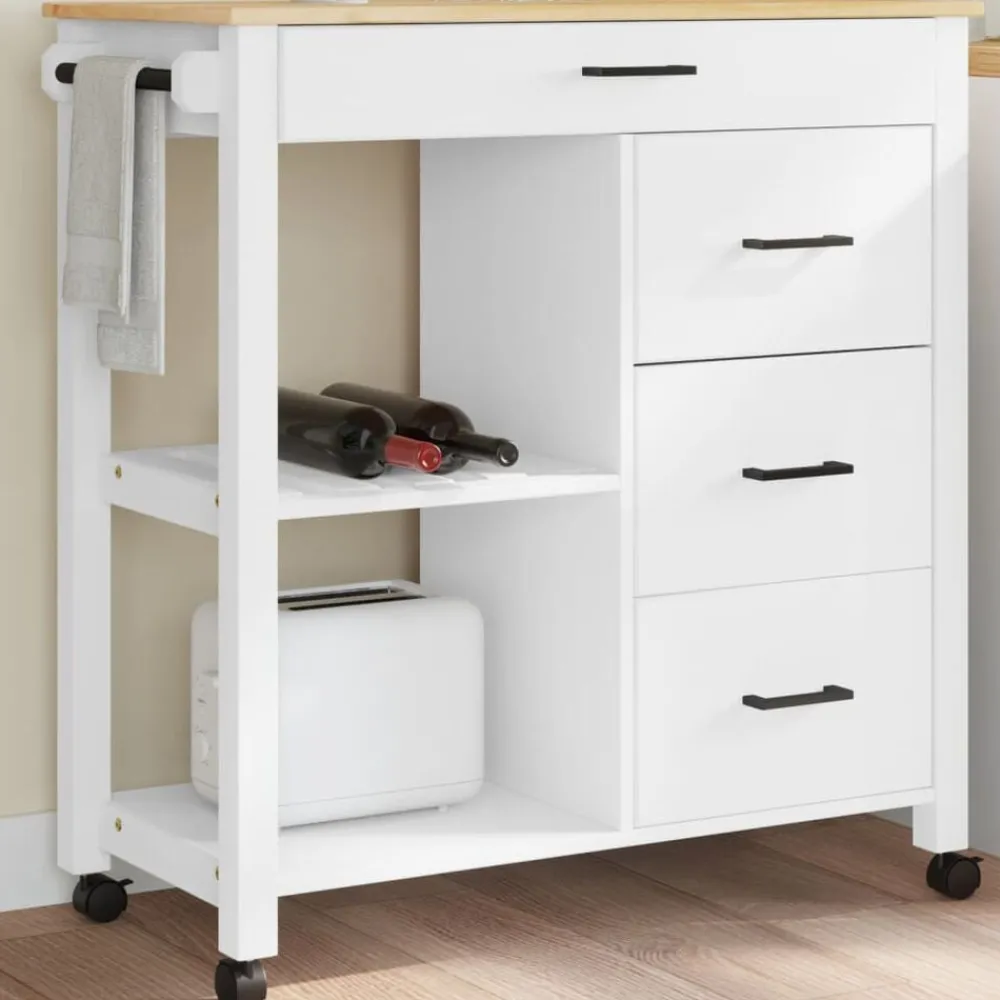 Keukentrolley MONZA 84x40x88,5 cm massief grenenhout>vidaXL Clearance