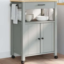 Keukentrolley MONZA 60x40x88,5 cm massief grenenhout>vidaXL New
