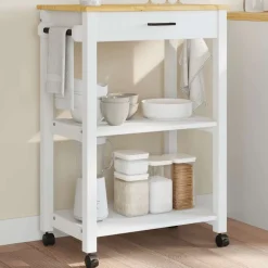 Trolleys*vidaXL Keukentrolley MONZA 60x40x88,5 cm massief grenenhout Wit