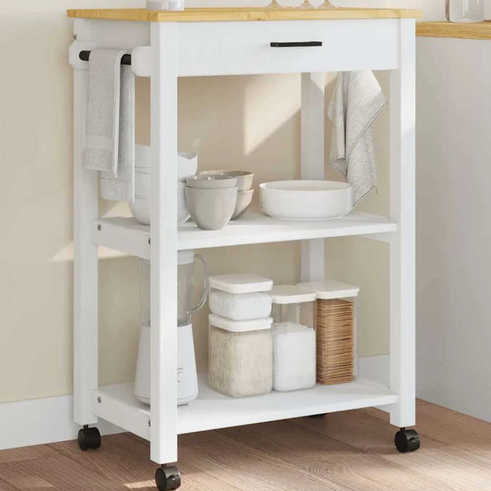 Trolleys*vidaXL Keukentrolley MONZA 60x40x88,5 cm massief grenenhout Wit