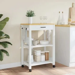 Trolleys*vidaXL Keukentrolley MONZA 60x40x88,5 cm massief grenenhout Wit