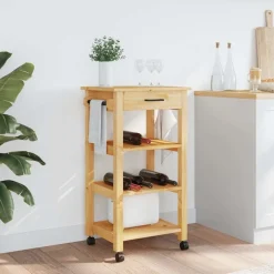 Trolleys*vidaXL Keukentrolley MONZA 48x40x88,5 cm massief grenenhout Bruin