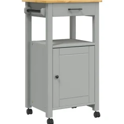 Trolleys*vidaXL Keukentrolley MONZA 48x40x88,5 cm massief grenenhout Grijs