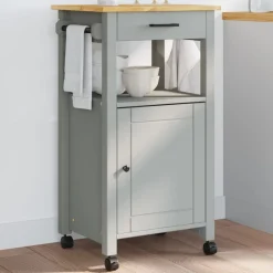 Trolleys*vidaXL Keukentrolley MONZA 48x40x88,5 cm massief grenenhout Grijs