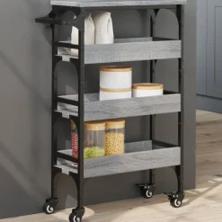 Keukentrolley 53x20x76 cm bewerkt hout eiken>vidaXL Best