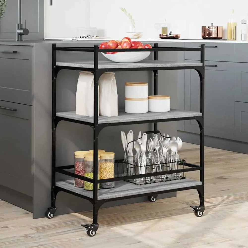 Keukentrolley 65x40x86,5 cm bewerkt hout eiken>vidaXL Discount