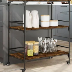 Keukentrolley 100,5x50x105 cm bewerkt hout kleurig>vidaXL Best