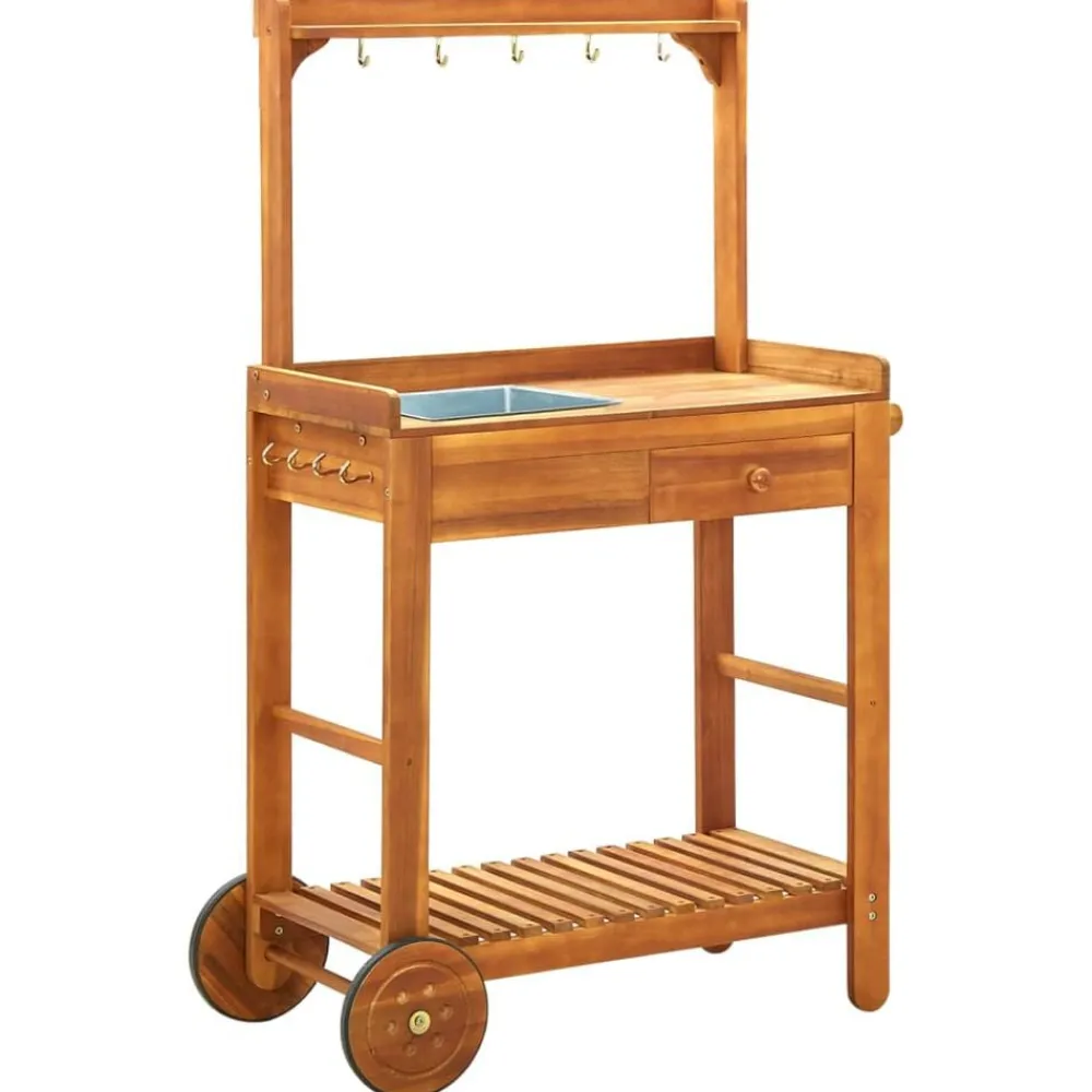 Trolleys*vidaXL Keukentrolley 92x43,5x141,5 cm massief acaciahout