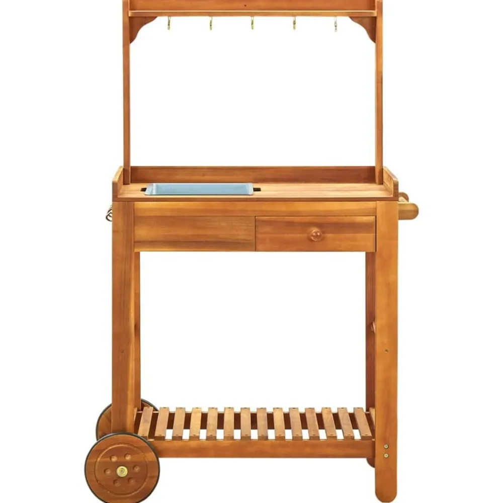 Trolleys*vidaXL Keukentrolley 92x43,5x141,5 cm massief acaciahout