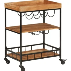 Trolleys*vidaXL Keukentrolley 60x40x80 cm massief acaciahout en ijzer