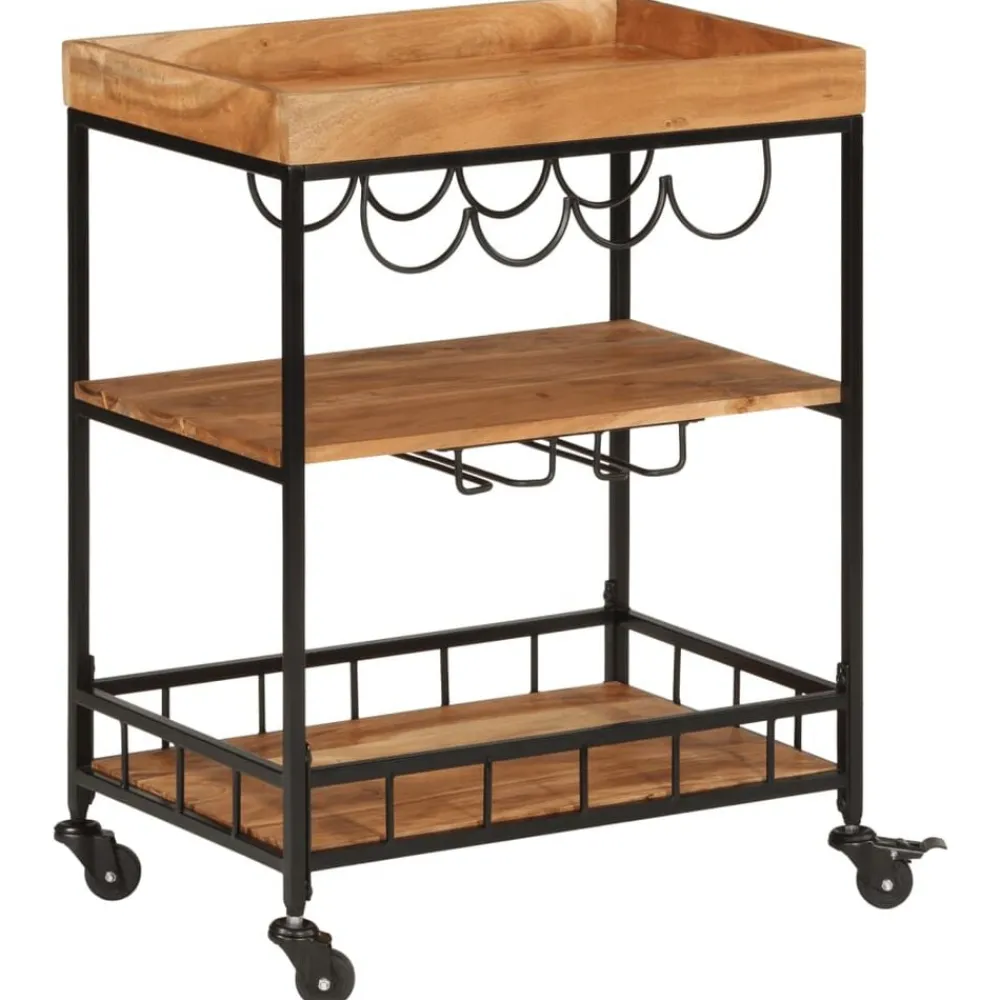 Trolleys*vidaXL Keukentrolley 60x40x80 cm massief acaciahout en ijzer