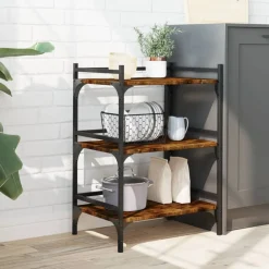 Trolleys*vidaXL Keukentrolley 50x35x75,5 cm bewerkt hout kleurig Gerookt eiken