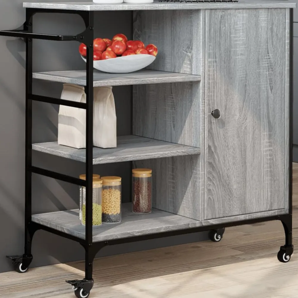 Keukentrolley 87,5x38,5x84,5 cm bewerkt hout eiken>vidaXL Clearance