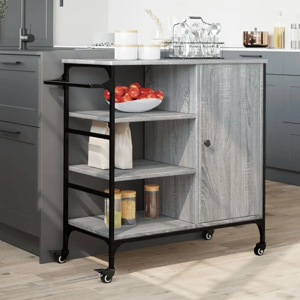 Keukentrolley 87,5x38,5x84,5 cm bewerkt hout eiken>vidaXL Clearance