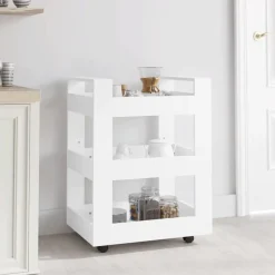 Trolleys*vidaXL Keukentrolley 60x45x80 cm bewerkt hout Wit