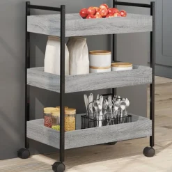 Trolleys*vidaXL Keukentrolley 50x30x70 cm bewerkt hout eikenkleur Grijs sonoma