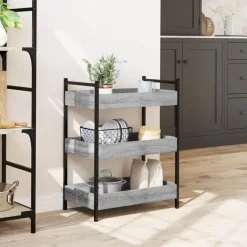 Trolleys*vidaXL Keukentrolley 50x30x70 cm bewerkt hout eikenkleur Grijs sonoma