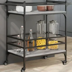 Trolleys*vidaXL Keukentrolley 82x40x78,5 cm bewerkt hout eiken Grijs sonoma