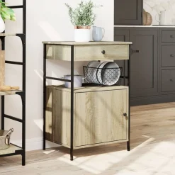 Trolleys*vidaXL Keukentrolley 56x43x89,5 cm bewerkt hout kleurig Sonoma eiken