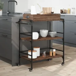 Keukentrolley 81,5x41x92,5 cm bewerkt hout ig><noscript><img width=