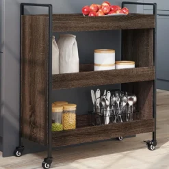 Trolleys*vidaXL Keukentrolley 70x30x82 cm bewerkt hout ig bruin eikenkleur