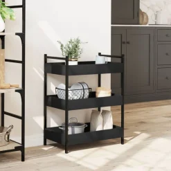 Trolleys*vidaXL Keukentrolley 50x30x70 cm bewerkt hout Zwart