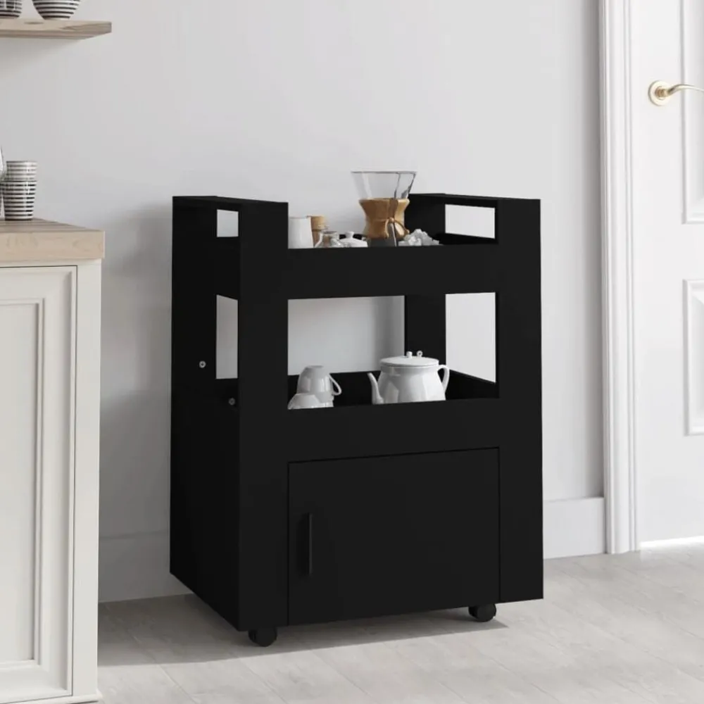 Trolleys*vidaXL Keukentrolley 60x45x80 cm bewerkt hout Zwart