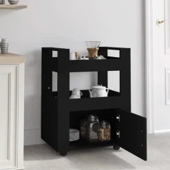 Trolleys*vidaXL Keukentrolley 60x45x80 cm bewerkt hout Zwart