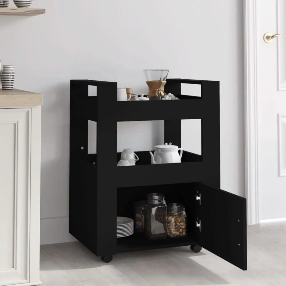 Trolleys*vidaXL Keukentrolley 60x45x80 cm bewerkt hout Zwart