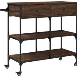 Trolleys*vidaXL Keukentrolley 105x42x95 cm bewerkt hout ig bruin eikenkleur