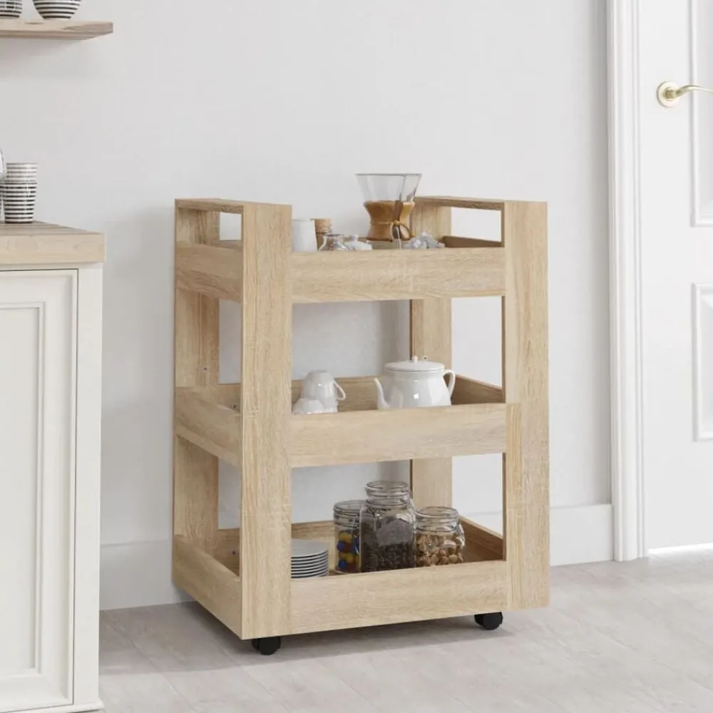 Trolleys*vidaXL Keukentrolley 60x45x80 cm bewerkt hout kleurig Sonoma eiken