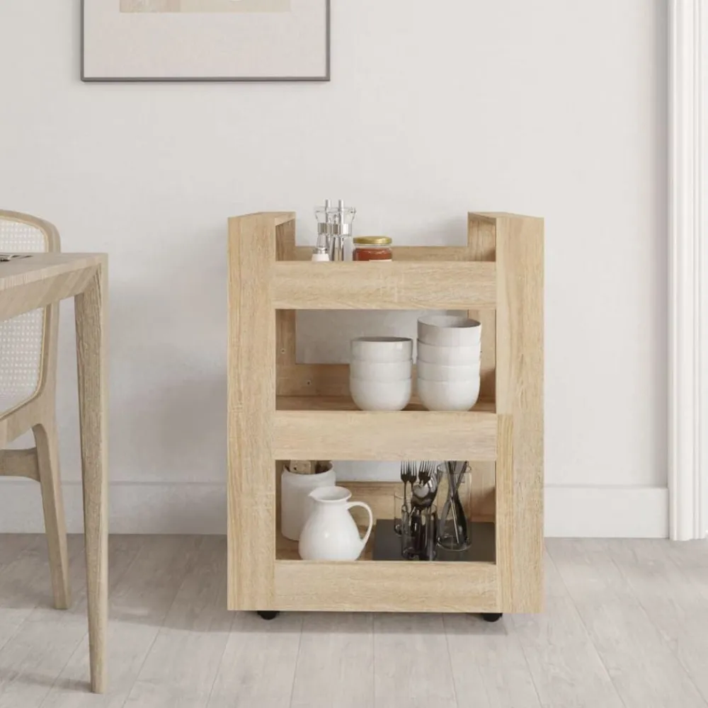 Trolleys*vidaXL Keukentrolley 60x45x80 cm bewerkt hout kleurig Sonoma eiken