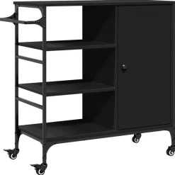 Trolleys*vidaXL Keukentrolley 87,5x38,5x84,5 cm bewerkt hout Zwart