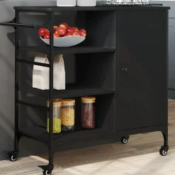 Trolleys*vidaXL Keukentrolley 87,5x38,5x84,5 cm bewerkt hout Zwart
