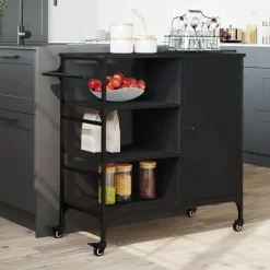 Trolleys*vidaXL Keukentrolley 87,5x38,5x84,5 cm bewerkt hout Zwart