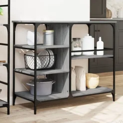 Trolleys*vidaXL Keukentrolley 100x45x89,5 cm bewerkt hout eiken Grijs sonoma