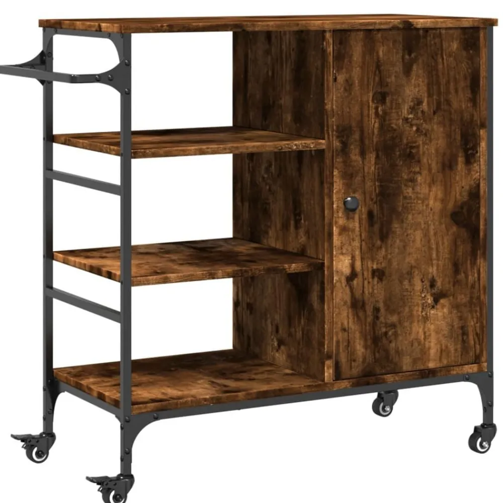 Trolleys*vidaXL Keukentrolley 87,5x38,5x84,5 cm bewerkt hout kleur Gerookt eiken