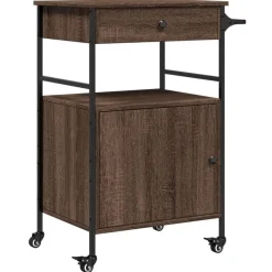Trolleys*vidaXL Keukentrolley 56x43x89,5 cm bewerkt hout ig bruin eikenkleur