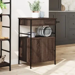 Trolleys*vidaXL Keukentrolley 56x43x89,5 cm bewerkt hout ig bruin eikenkleur