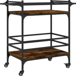 Trolleys*vidaXL Keukentrolley 82x40x78,5 cm bewerkt hout kleurig Gerookt eiken
