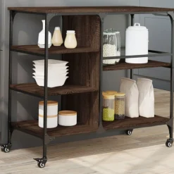 Trolleys*vidaXL Keukentrolley 100x45x89,5 cm bewerkt hout ig bruin eikenkleur