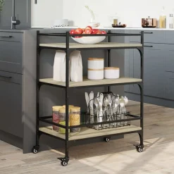 Keukentrolley 65x40x86,5 cm bewerkt hout kleurig><noscript><img width=
