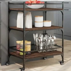 Trolleys*vidaXL Keukentrolley 65x40x86,5 cm bewerkt hout ig bruin eikenkleur