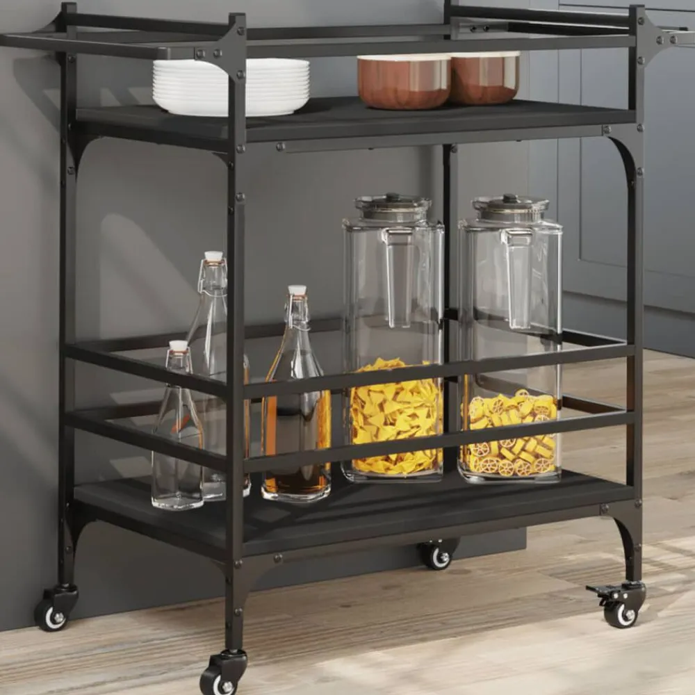 Trolleys*vidaXL Keukentrolley 82x40x78,5 cm bewerkt hout Zwart