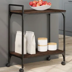 Trolleys*vidaXL Keukentrolley 60,5x31x72,5 cm bewerkt hout ig bruin eikenkleur