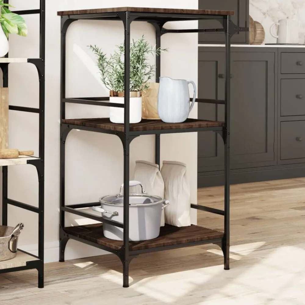 Trolleys*vidaXL Keukentrolley 60,5x50x105 cm bewerkt hout bruin eiken bruin eikenkleur